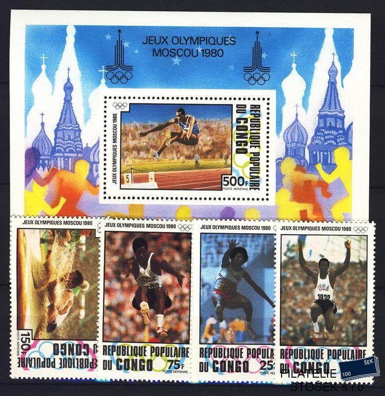 Congo fr. známky Mi 0726-9 + Bl. 22