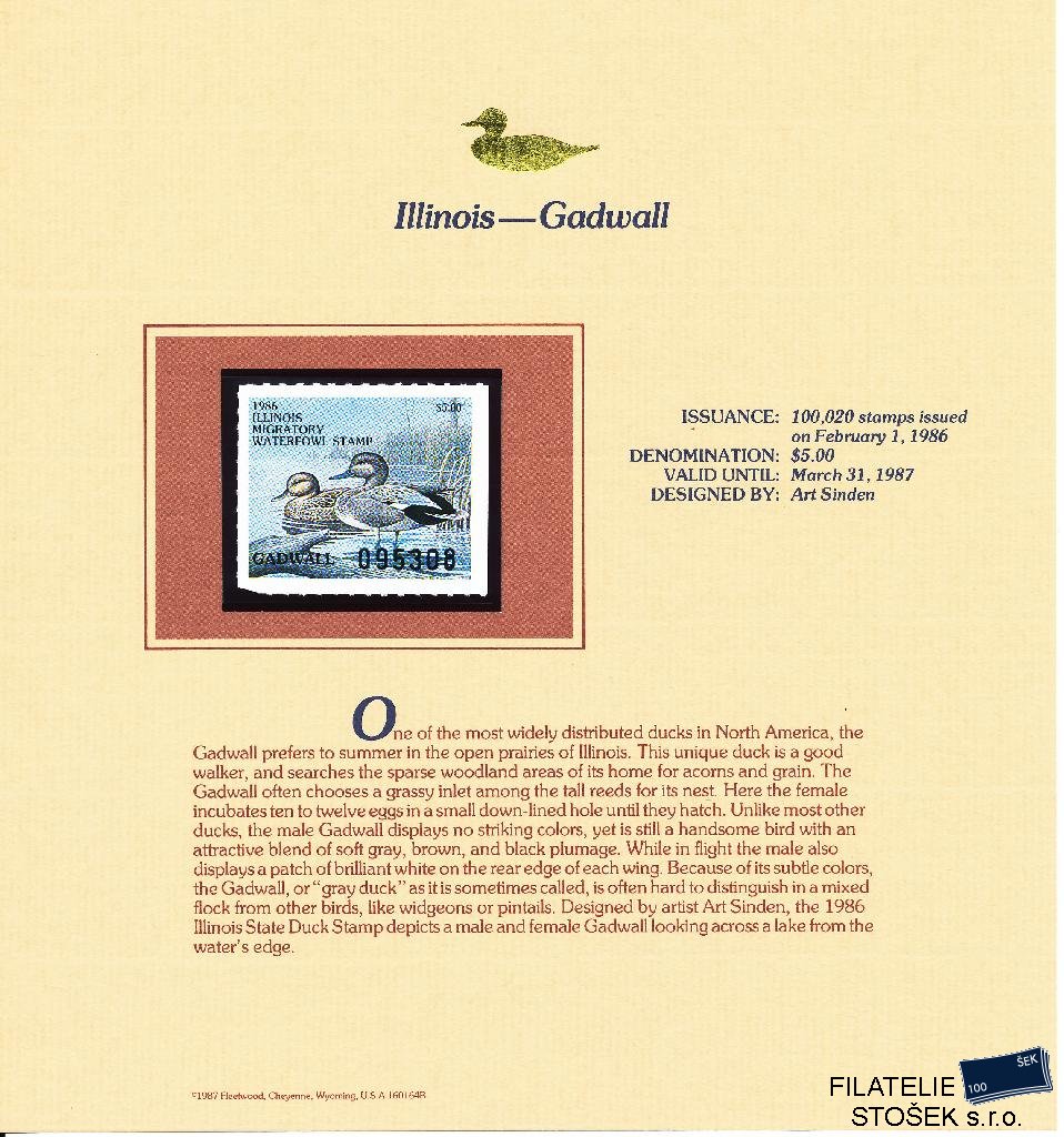 USA známky Illinois - Gadwall