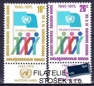 OSN USA známky Mi 0283-4 + kupón s emblémem OSN