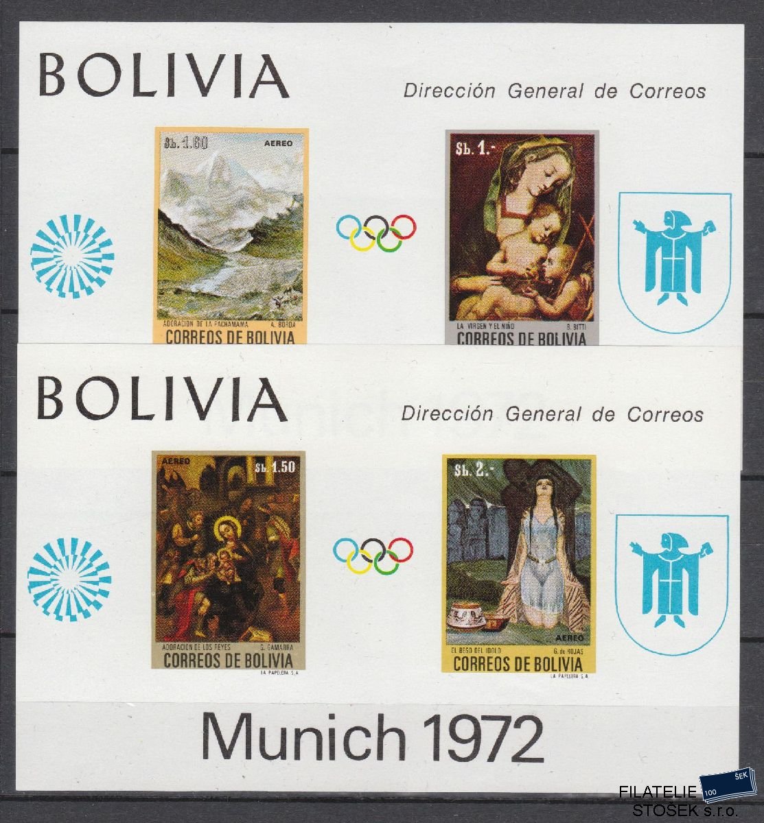 Bolivia známky Mi Blok 34-35 - Olympijské hry, Umění