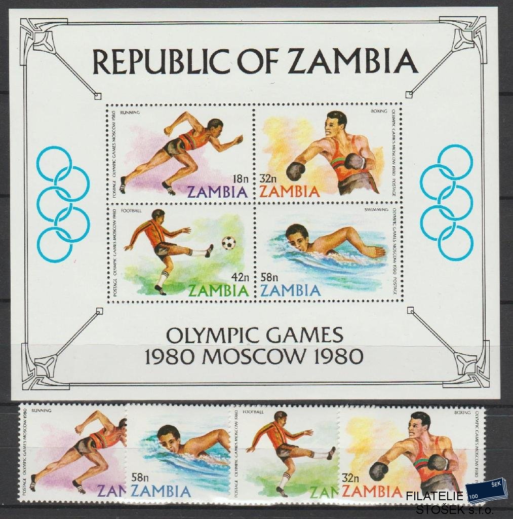 Zambia známky Mi 0225-8+Bl.9