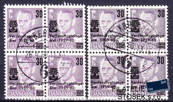 Dánsko známky Čtyřbloky Mi 377 Barvy