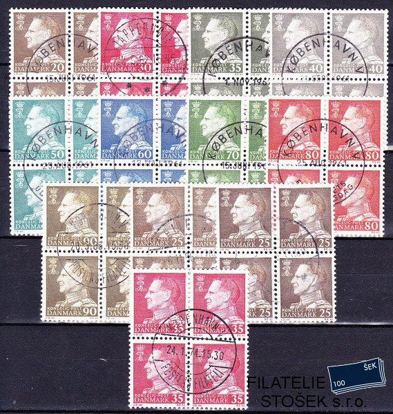 Dánsko známky Čtyřbloky Mi 390-8+411-12