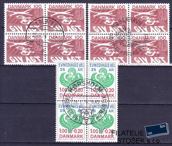 Dánsko známky Čtyřbloky Mi 637-8 Razítka