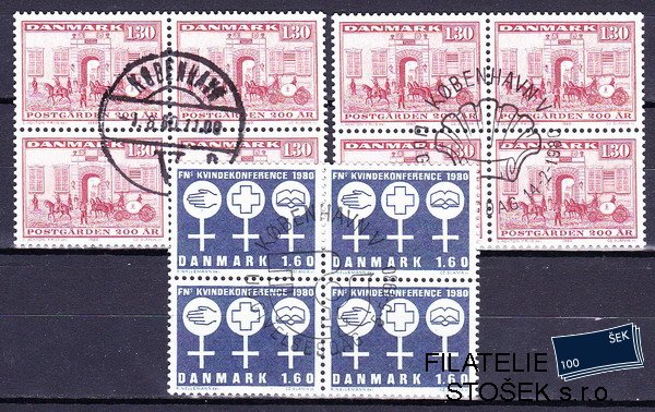 Dánsko známky Čtyřbloky Mi 697 Barvy + 701