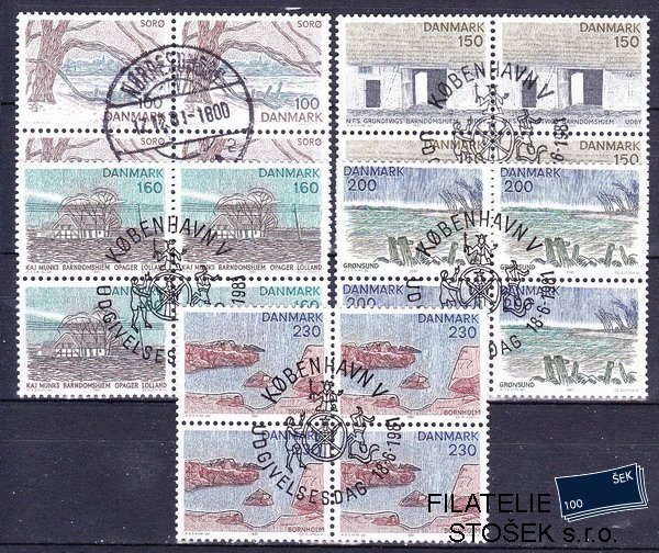 Dánsko známky Čtyřbloky Mi 733-7
