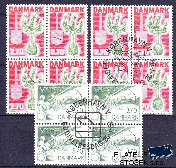 Dánsko známky Čtyřbloky Mi 799 Barvy + 800
