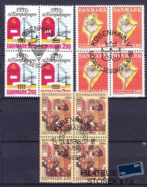 Dánsko známky Čtyřbloky Mi 877+885-6