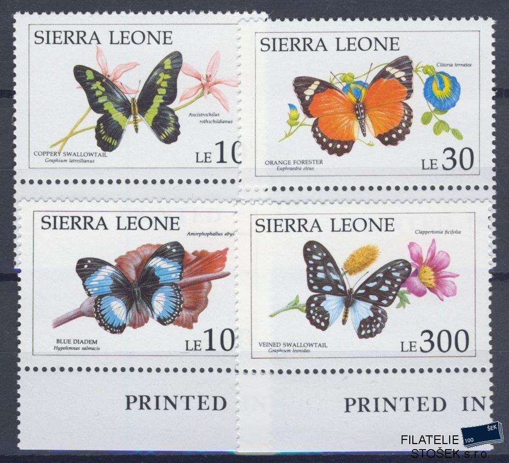 Sierra Leone známky Mi 1651,52,56,58 - NK - Motýli