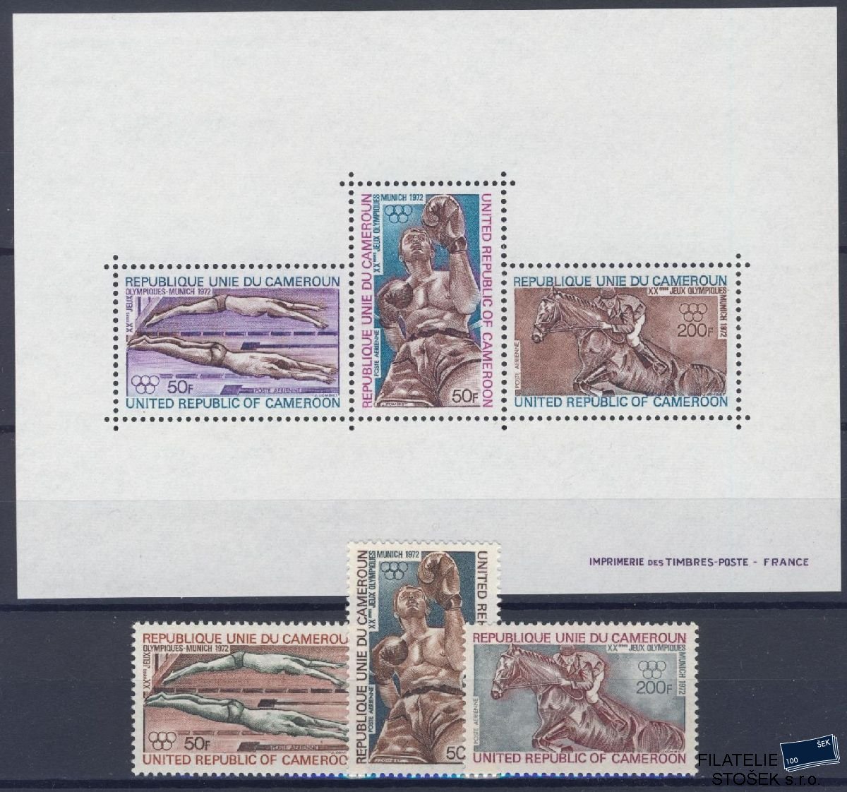 Kamerun známky Mi 700-2 + Bl 9 - OH 1972