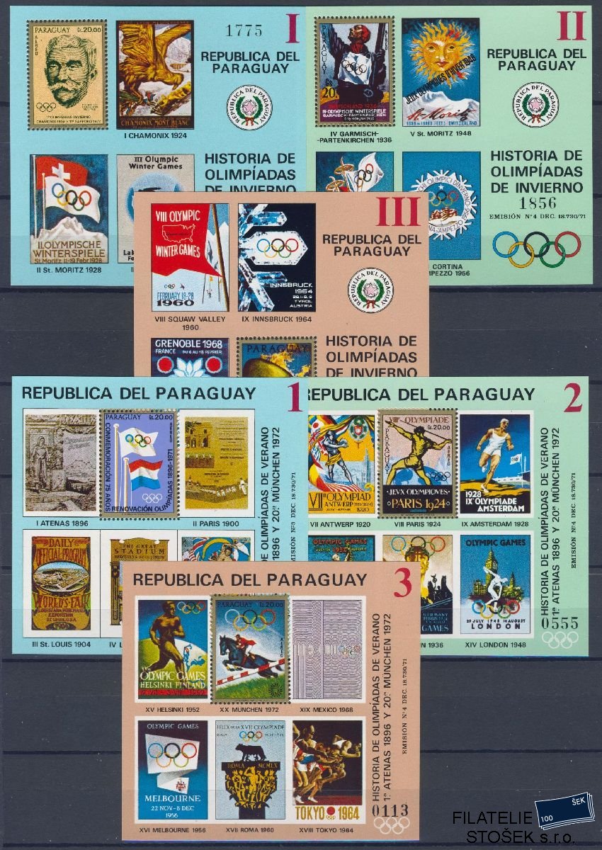 Paraguay známky Mi Blok 182-187 - OH 1972