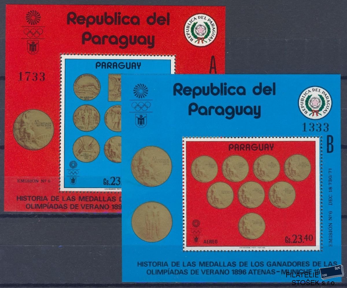 Paraguay známky Mi Blok 195-96 - OH 1972