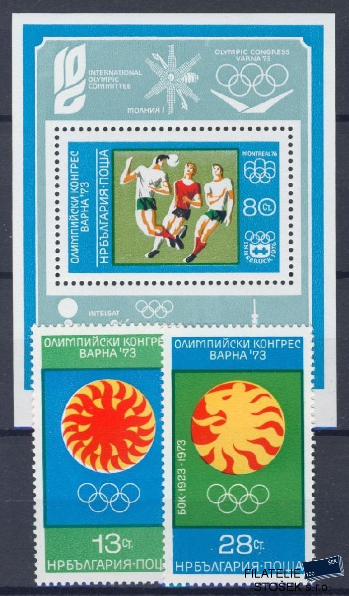 Bulharsko známky Mi 2263-64 + Bl 42A - Fotbal, OH 1976