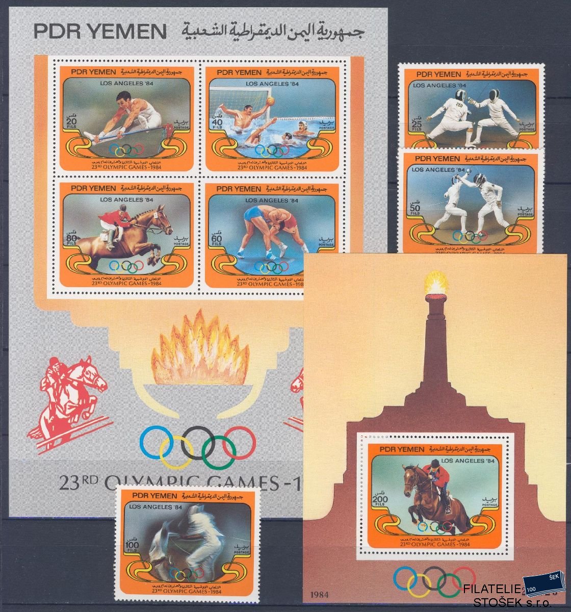 Südjemen známky Mi 348-50 + Bl 21-22 - OH 1984