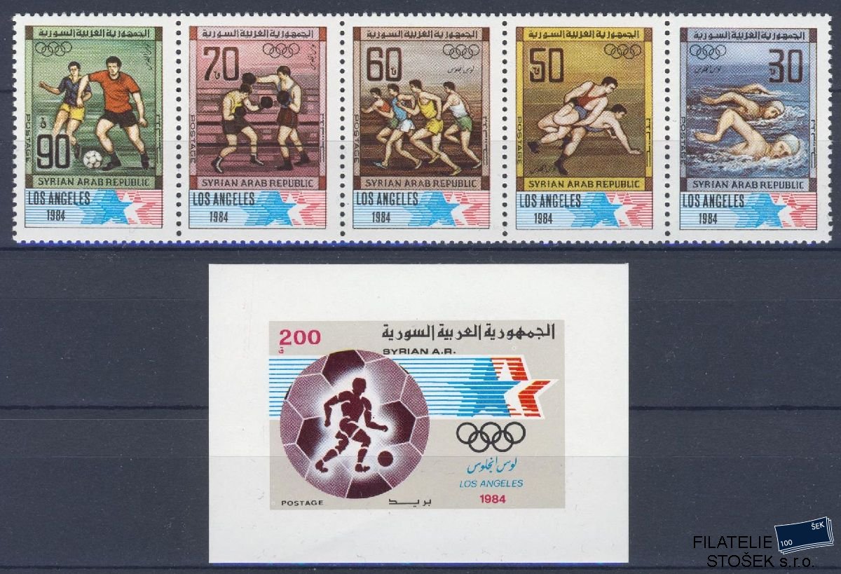 Sýrie známky Mi 1594-98 + Bl 64 - OH 1984