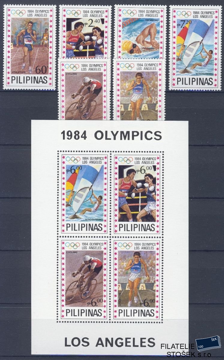 Philipinas známky Mi 1594-99 + Bl 24 - OH 1984