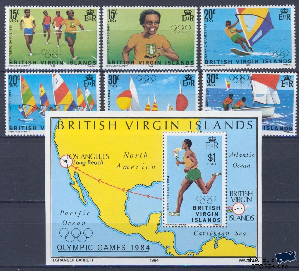 British Virgin Islands známky Mi 473-78 + Bl 21 - OH 1984