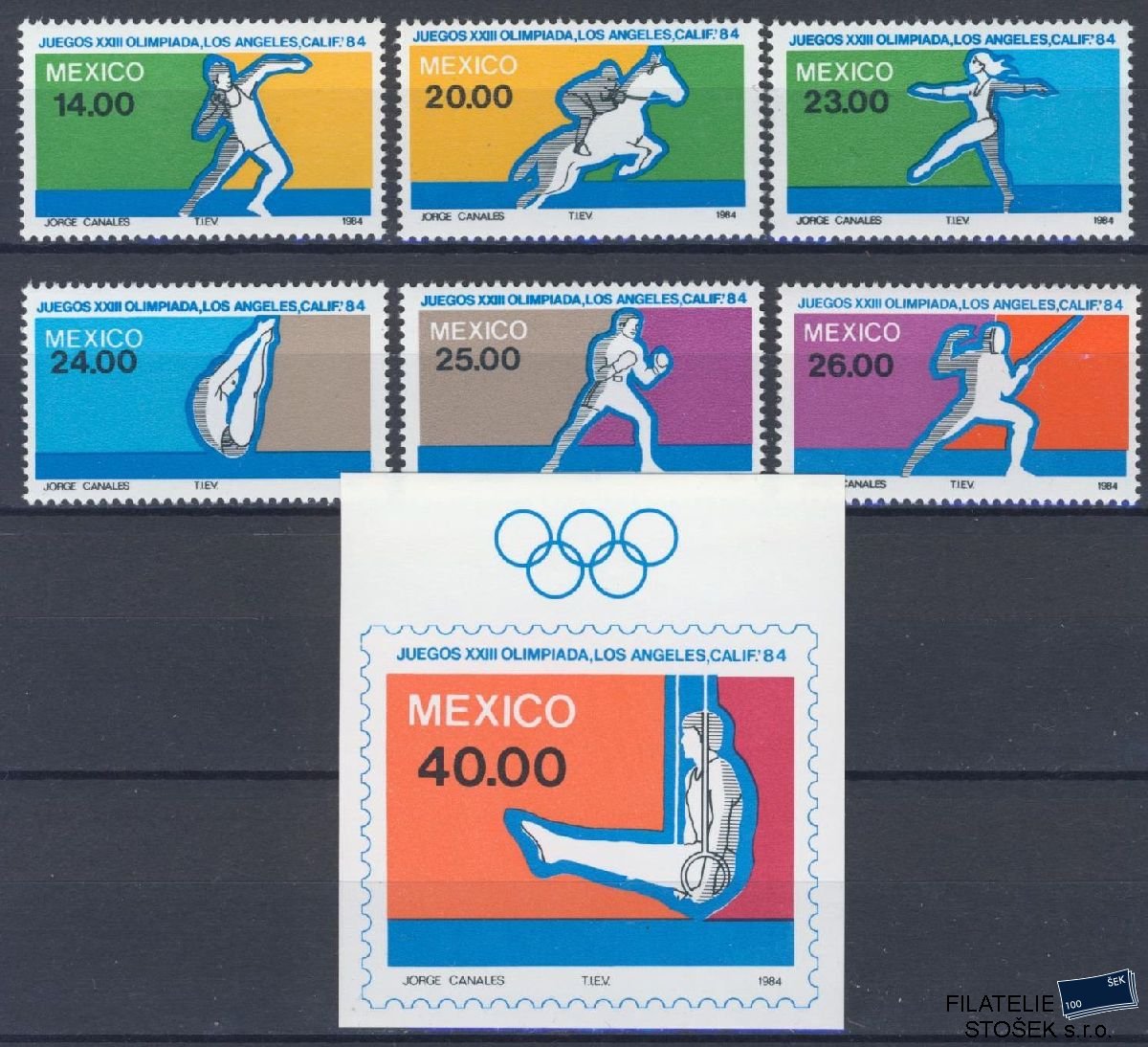 Mexiko známky Mi 1898-1903 + Bl 27 - OH 1984