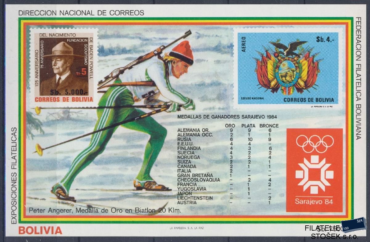 Bolivie známky Mi Blok 141 - OH 1984